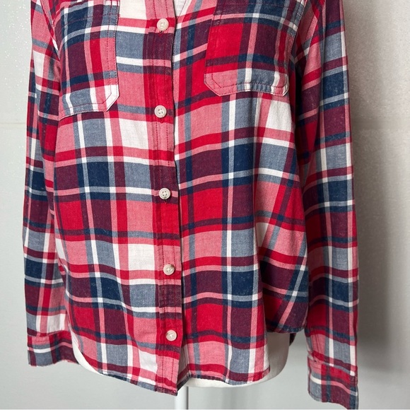 Universal Thread Red Blue Checkered Plaid Button Up Shirt Size XS - Picture 9 of 17